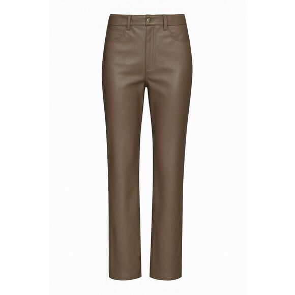 Aritzia Wilfred Melina High Rise Vegan Leather Pants NWT Mercury Taupe Size 0 - Picture 1 of 6